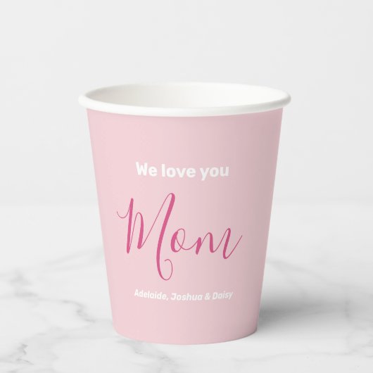 Wir Liebe Sie Mama Rosa Minimalistisch Pappbecher (Vorderseite)