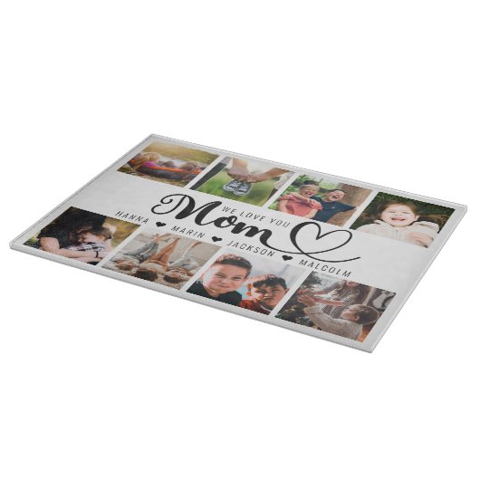 Wir Liebe Sie Mama Skript Kinder Namen Foto Collag Schneidebrett (Ecke)