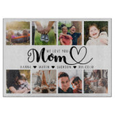 Wir Liebe Sie Mama Skript Kinder Namen Foto Collag Schneidebrett (Vorderseite)