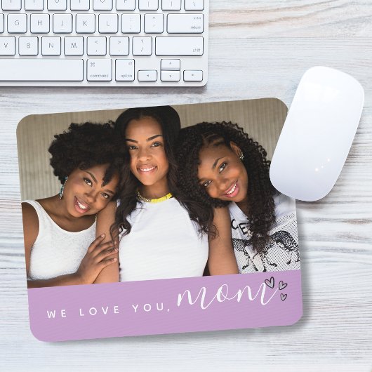 Wir Liebe Sie, Mama Typografie Foto Lila Mousepad