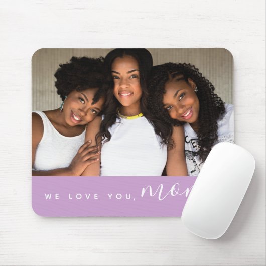 Wir Liebe Sie, Mama Typografie Foto Lila Mousepad (Mit Mouse)