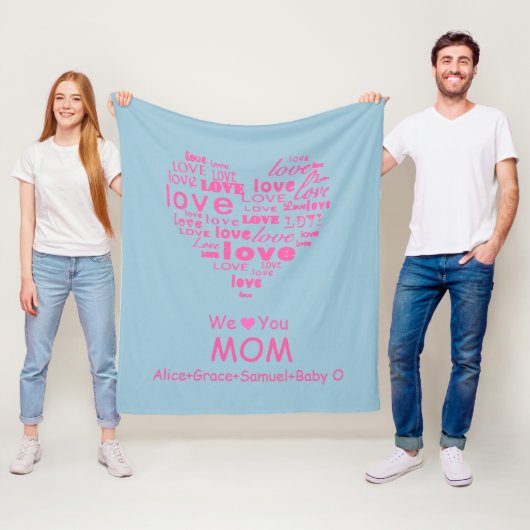 "Wir Liebe Sie Mama" von Kindern Personalisiert Fleecedecke (Beispiel)
