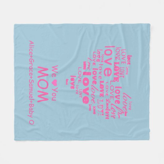 "Wir Liebe Sie Mama" von Kindern Personalisiert Fleecedecke (Vorderseite (Horizontal))