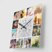 Wir Liebe Sie Mami Foto Collage weiß Holzstruktur Quadratische Wanduhr (Winkel)