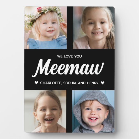 Wir Liebe Sie Meemaw Familie halten Foto Collage Fotoplatte (Vorderseite)