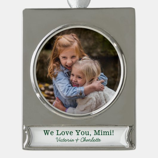 Wir Liebe Sie Mimi Foto Banner-Ornament Silber (Vorderseite)