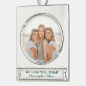 Wir Liebe Sie Mimi Foto Banner-Ornament Silber (Links)