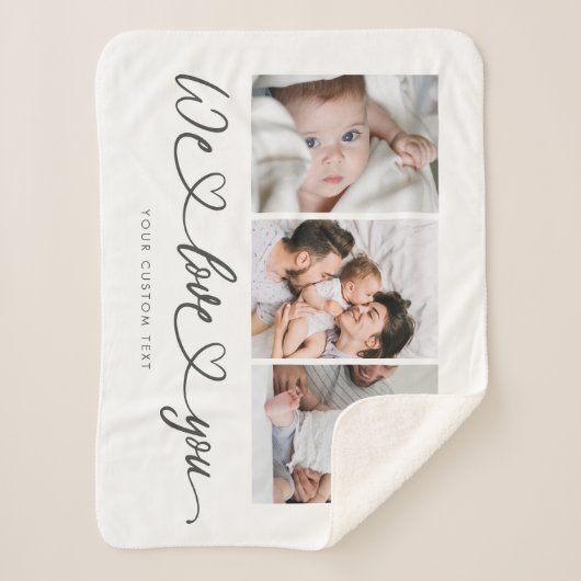 Wir Liebe Sie Moderne Herzskriptfotografie Collage Sherpadecke (Vorderseite)