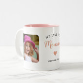 Wir Liebe Sie Mommy 2 Foto Modernes Rosa Zweifarbige Tasse (Vorderseite Links)