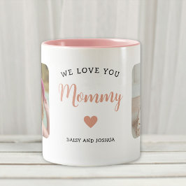 Wir Liebe Sie Mommy 2 Foto Modernes Rosa Zweifarbige Tasse