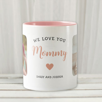 Wir Liebe Sie Mommy 2 Foto Modernes Rosa Zweifarbige Tasse