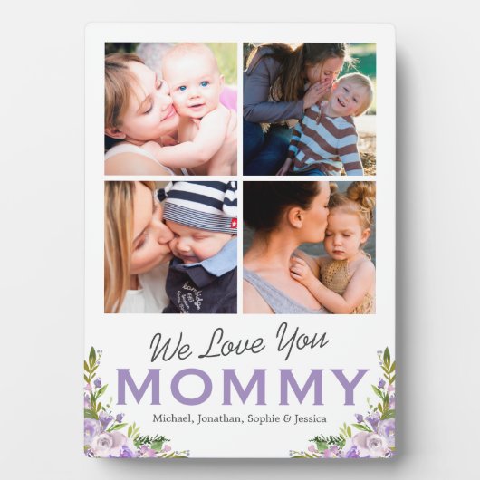 Wir Liebe Sie Mommy Floral Foto Fotoplatte (Vorderseite)