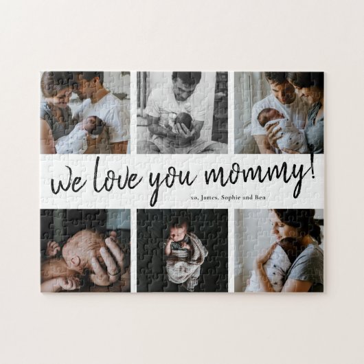Wir Liebe Sie Mommy Modern 6 Foto Collage Mutter Puzzle (Horizontal)