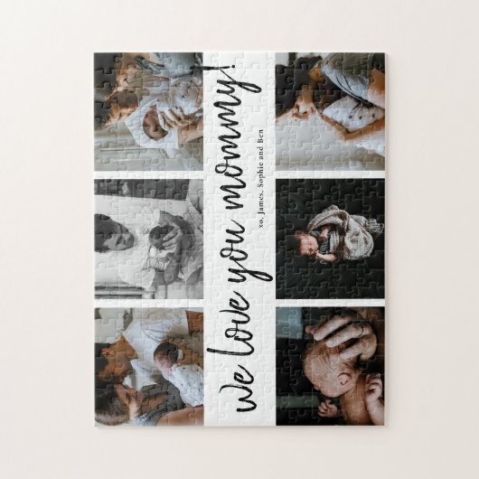 Wir Liebe Sie Mommy Modern 6 Foto Collage Mutter Puzzle (Vertikal)