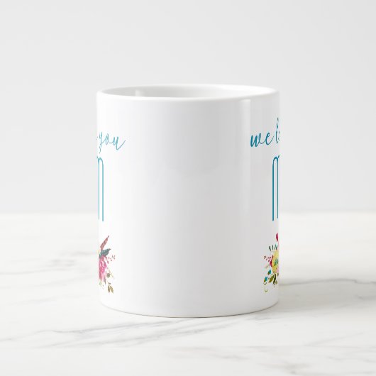 Wir Liebe Sie Mum Aquamarin rosa Blüte Jumbo-Tasse (Vorderseite)