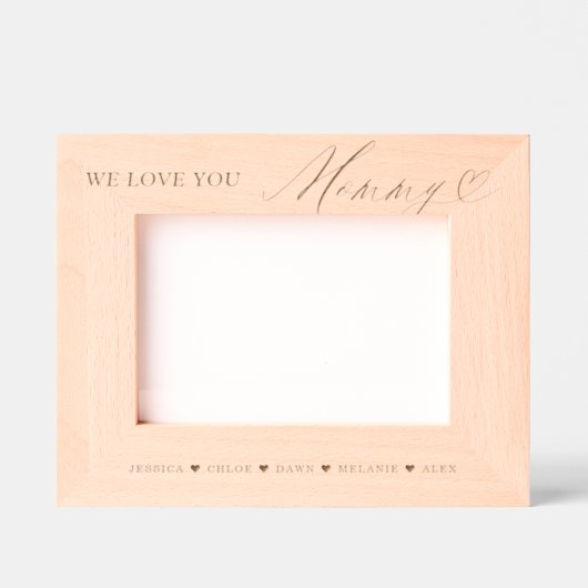 Wir Liebe Sie Mummy Script Heart Kids Namen Keepak Geätzte Rahmen (Vorderseite)