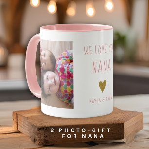 Wir Liebe Sie Nana 2 FotoCollage Oma Rosa Tasse