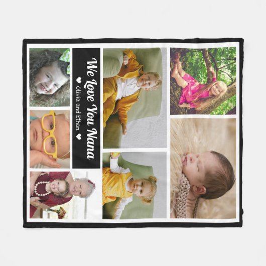 Wir Liebe Sie Nana 7 Foto Collage Großkinder Fleecedecke (Vorderseite (Horizontal))