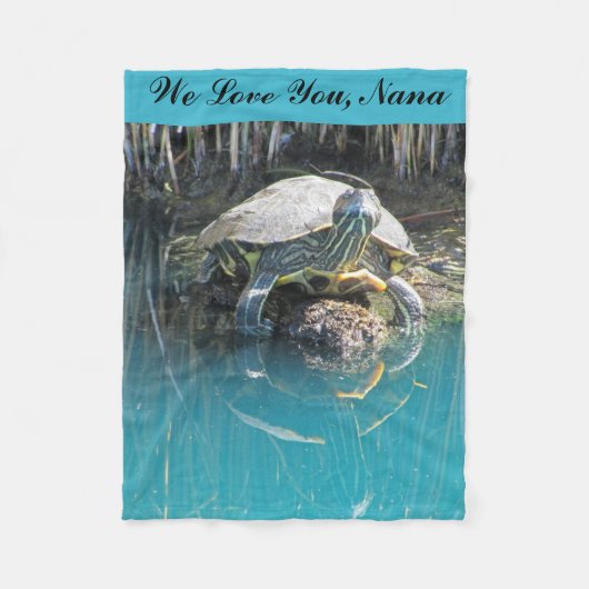 Wir Liebe Sie Nana Calm Turtle mit Reflection Foto Fleecedecke (Vorderseite)