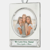 Wir Liebe Sie Nana Foto Banner-Ornament Silber (Links)