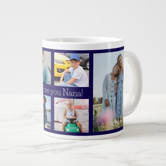Wir Liebe Sie Nana Großmutter 6 Foto Jumbo-Tasse (Vorderseite Rechts)