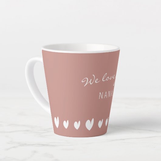 Wir Liebe Sie Nana Heart Lachs II Latte Tasse (Linke Ecke)
