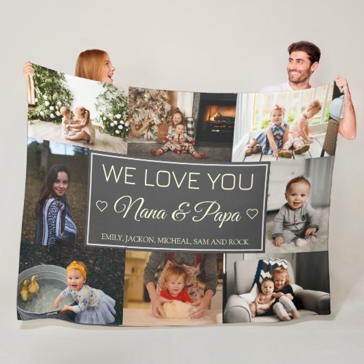 Wir Liebe Sie Nana & Papa 8 Foto Fleece Blanket (Beispiel)