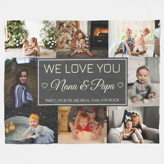 Wir Liebe Sie Nana & Papa 8 Foto Fleece Blanket (Vorderseite (Horizontal))