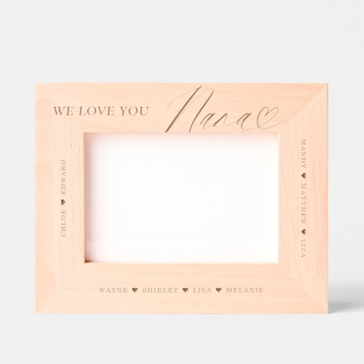 Wir Liebe Sie Nana Script Herzlichen Enkel Namen Geätzte Rahmen (Vorderseite)