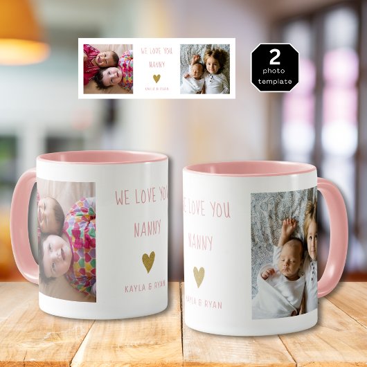 Wir Liebe Sie Nanny 2 FotoCollage Oma Rosa Tasse