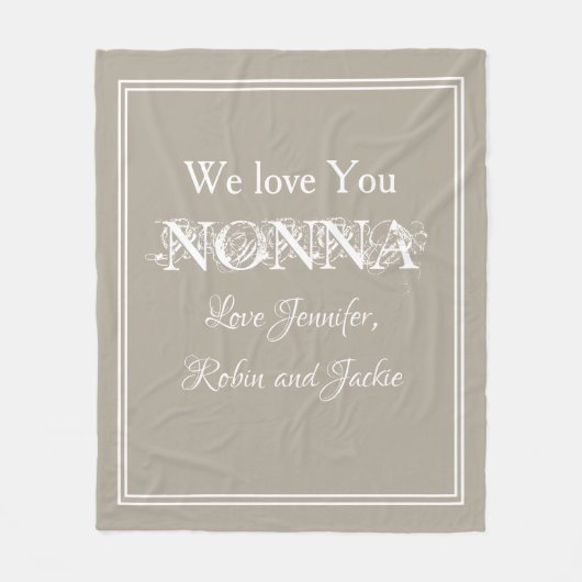 "Wir Liebe Sie NONNA" Personalisiert Beige Fleecedecke (Vorderseite)