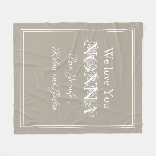 "Wir Liebe Sie NONNA" Personalisiert Beige Fleecedecke (Vorderseite (Horizontal))