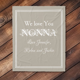 "Wir Liebe Sie NONNA" Personalisiert Beige Fleecedecke