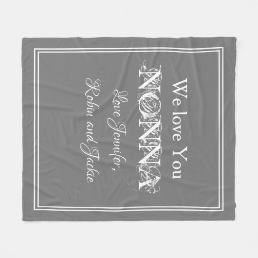 "Wir Liebe Sie NONNA" Personalisiert Dove Gray Fleecedecke (Vorderseite (Horizontal))