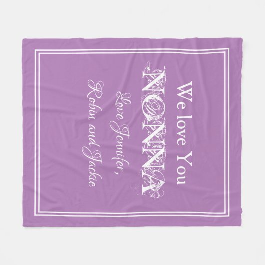 "Wir Liebe Sie NONNA" Personalisiert Mauve Fleecedecke (Vorderseite (Horizontal))