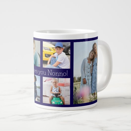Wir Liebe Sie Nonno Großvater 6 Foto Jumbo-Tasse (Vorderseite Rechts)