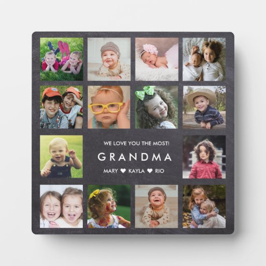 Wir Liebe Sie Oma 14 Foto Collage Chalkboard Fotoplatte (Vorderseite)