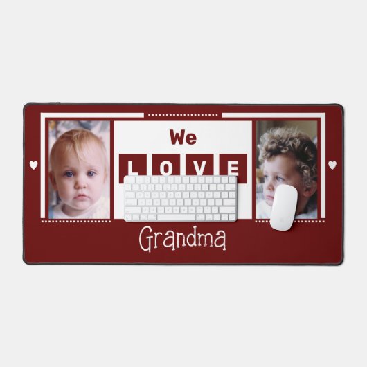 Wir Liebe Sie Oma 2 Foto burgund weiß Schreibtischunterlage (Tastatur & Maus)