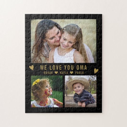 Wir Liebe Sie OMA 3 Foto Collage Black Puzzle (Vertikal)