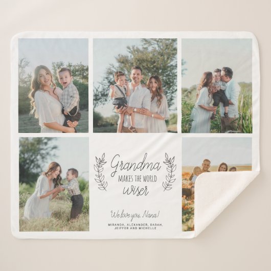 Wir Liebe Sie Oma 5 Foto Collage personalisiert Sherpadecke (Vorderseite (Horizontal))