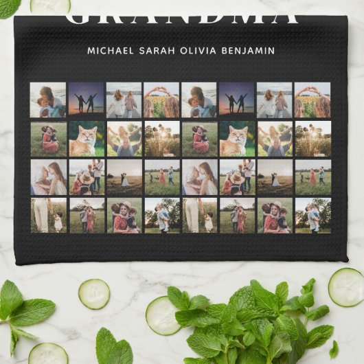 Wir Liebe Sie Oma 64 FotoCollage Geschirrtuch (Gefaltet)