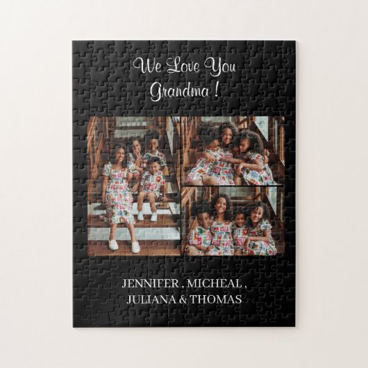 Wir Liebe Sie Oma Custom Foto Collage Script Puzzle (Vertikal)