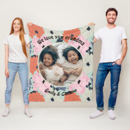Wir Liebe Sie Oma Custom Foto Fleece Blanket