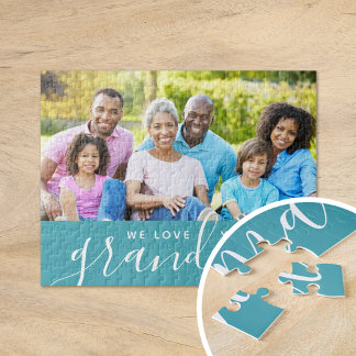Wir Liebe Sie Oma Custom Foto Geschenk | Aqua Puzzle