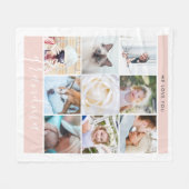 Wir Liebe Sie Oma Custom Foto Geschenk Blush Pink Fleecedecke (Vorderseite (Horizontal))
