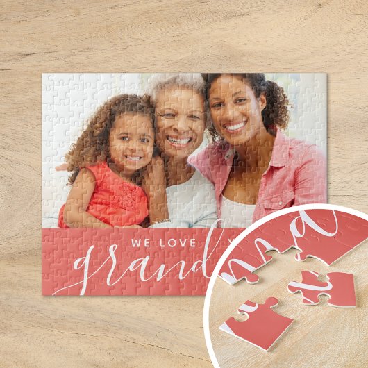 Wir Liebe Sie Oma Custom Foto Geschenk | Korallen Puzzle