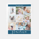 Wir Liebe Sie Oma Custom Foto Geschenk Navy Blue Fleecedecke (Vorderseite)