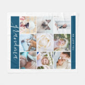 Wir Liebe Sie Oma Custom Foto Geschenk Navy Blue Fleecedecke (Vorderseite (Horizontal))
