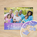 Wir Liebe Sie Oma Custom Foto Geschenk Puzzle<br><div class="desc">Benutzerdefinierte Druckrätsel personalisiert mit Ihrem Foto und Text. Fügen Sie Ihrer Mutter oder Großmutter ein besonderes Foto zum Muttertag hinzu. Text liest "Wir Liebe Sie Oma" oder passen Sie es mit Ihrer eigenen Nachricht an. Verwenden Sie die Designtools, um mehr Fotos hinzuzufügen, den Hintergrund zu ändern und die Textfarben und...</div>