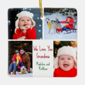 Wir Liebe Sie Oma Custom Niedlich Kids Foto Collag Keramikornament (Vorderseite)